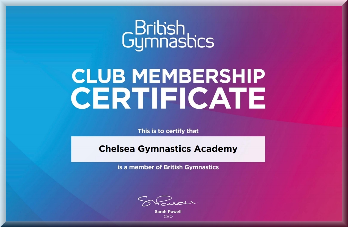 Chelsea Gymnastics Academy is a Member of British Gymnastics