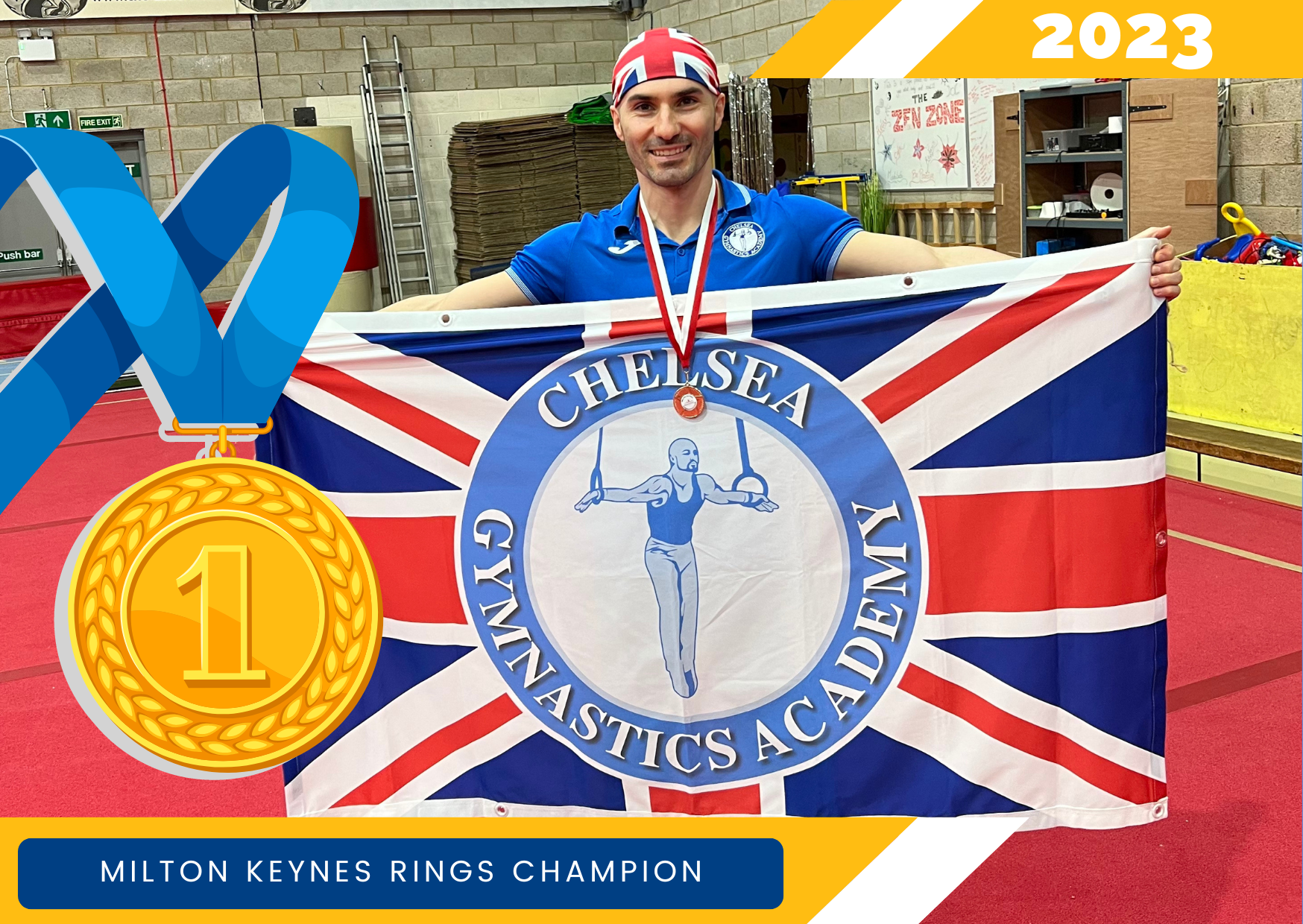 coach Stefan Kolimechkov from Chelsea Gymnastics is the Milton Keynes Rings Champion