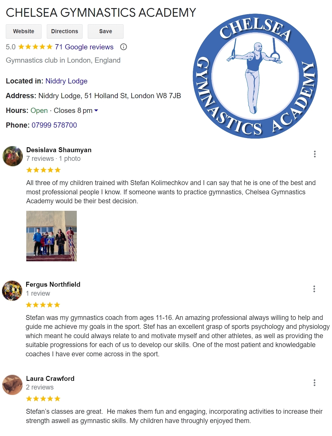 What Others Are Saying about Chelsea Gymnastics Academy London