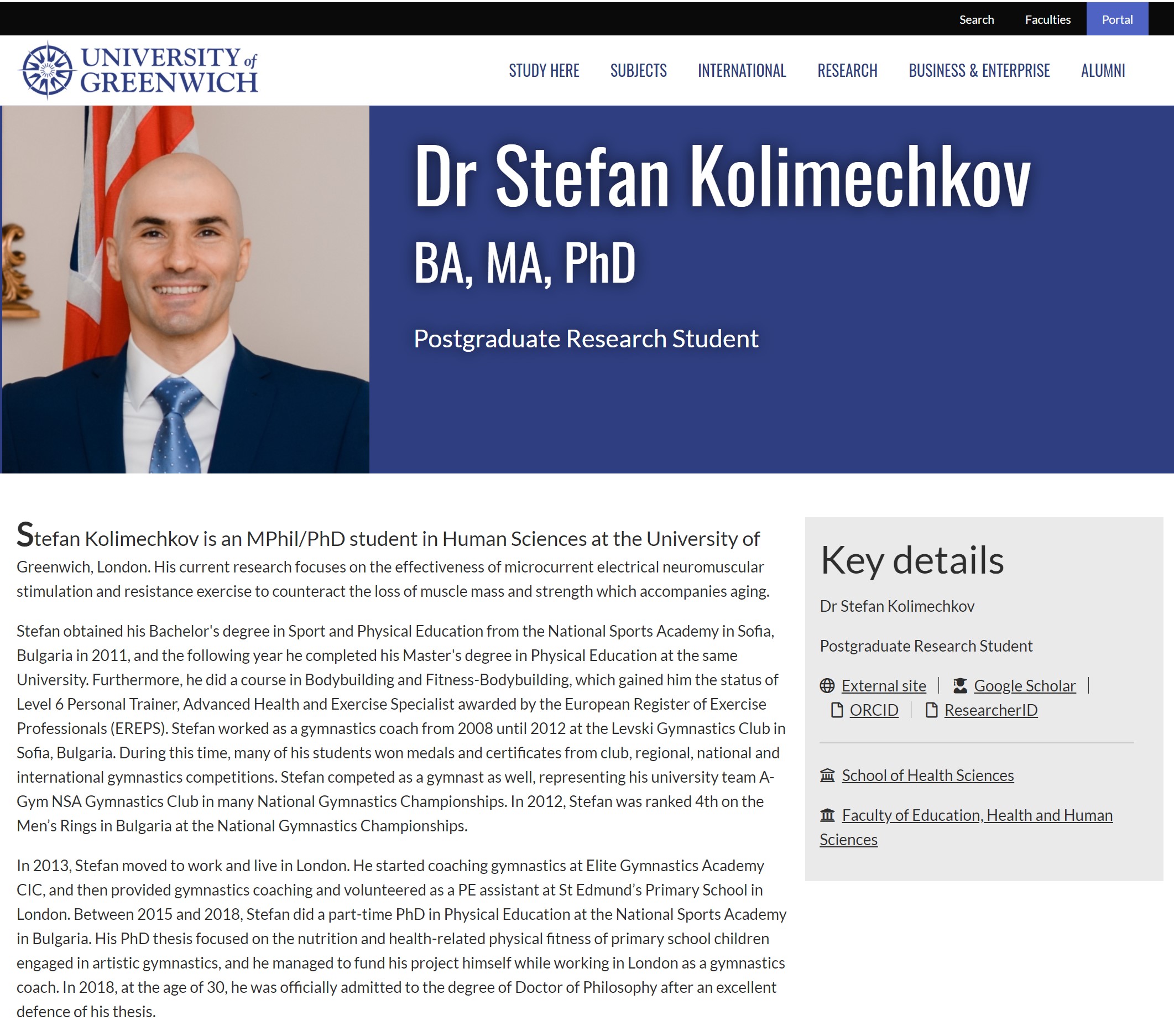 Dr Stefan Kolimechkov - Student Profile at the University of Greenwich