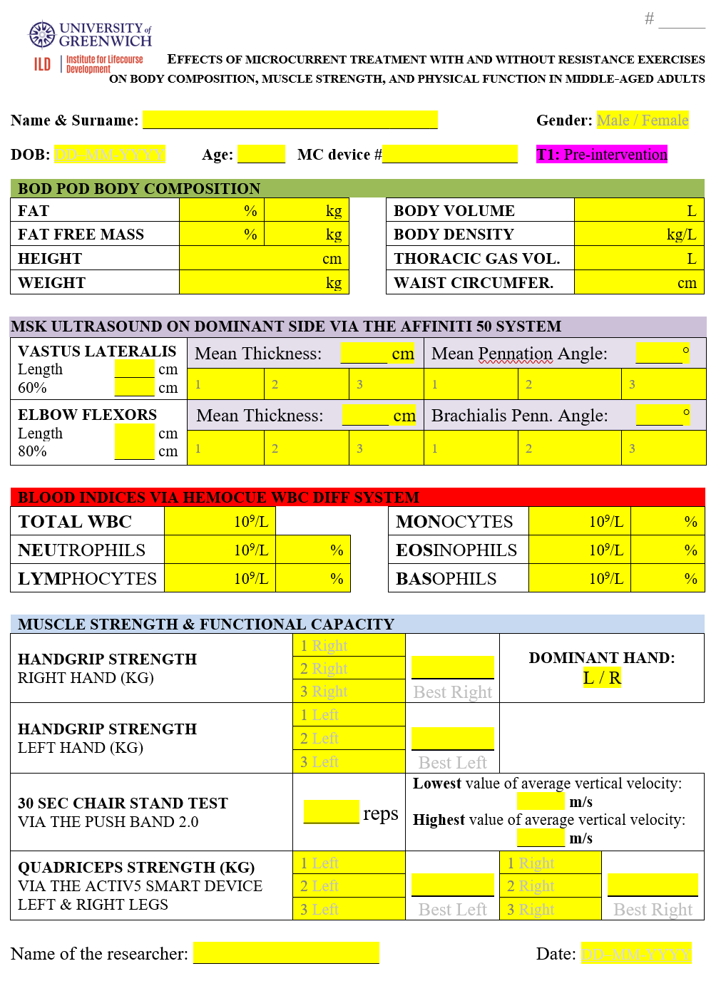 Body Composition Report / Muscle Strength and Function